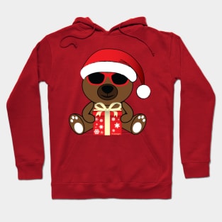 Cool Santa Bear with sunglasses and Christmas gift Hoodie